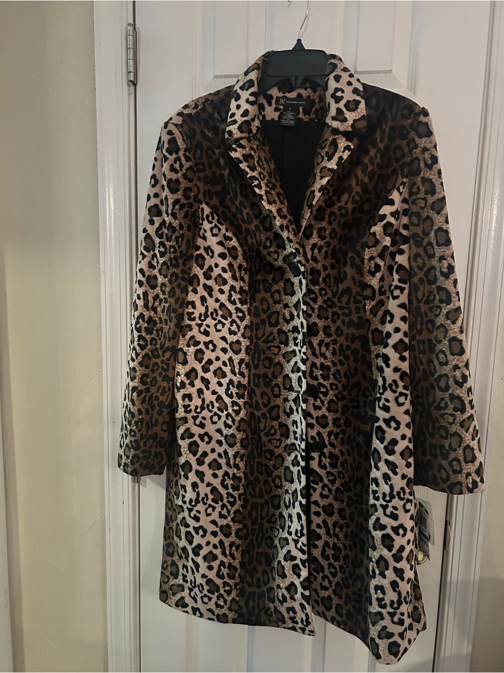 INC VIRAL Leopard Print Faux Fur Women's Coat - Brown/Black